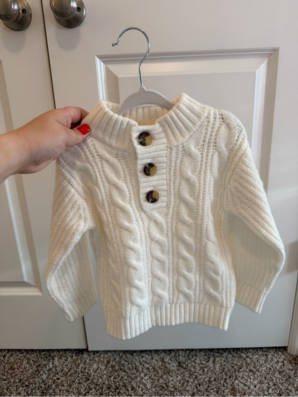 Cat & Jack Cream Cable Knit Sweater